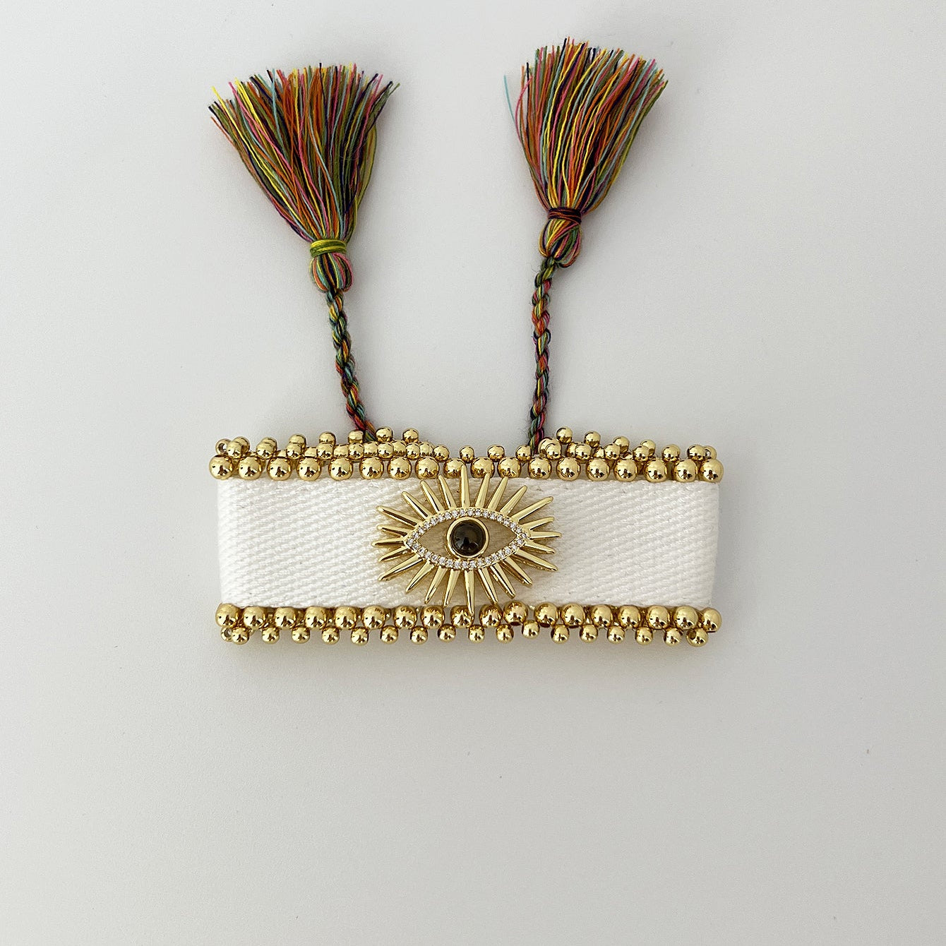 Evil Eye Adjustable Tassel Bracelet