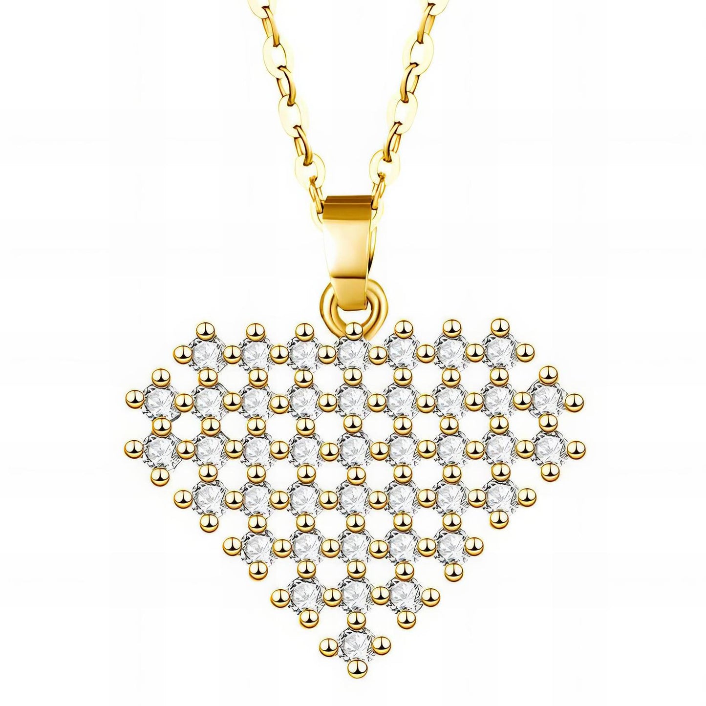 Eternal Spark Pavé Heart Necklace — 18K Gold-Plated Crystal Heart Pendant