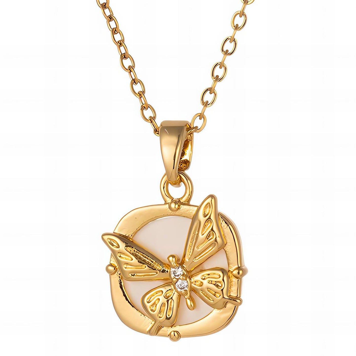 Collier Lumineux Papillon en Cristal — Élégance Plaqué Or 18 carats