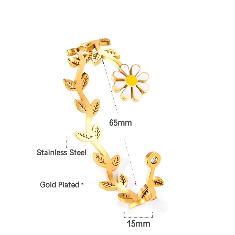 Bracelet jonc Marguerite en acier inoxydable