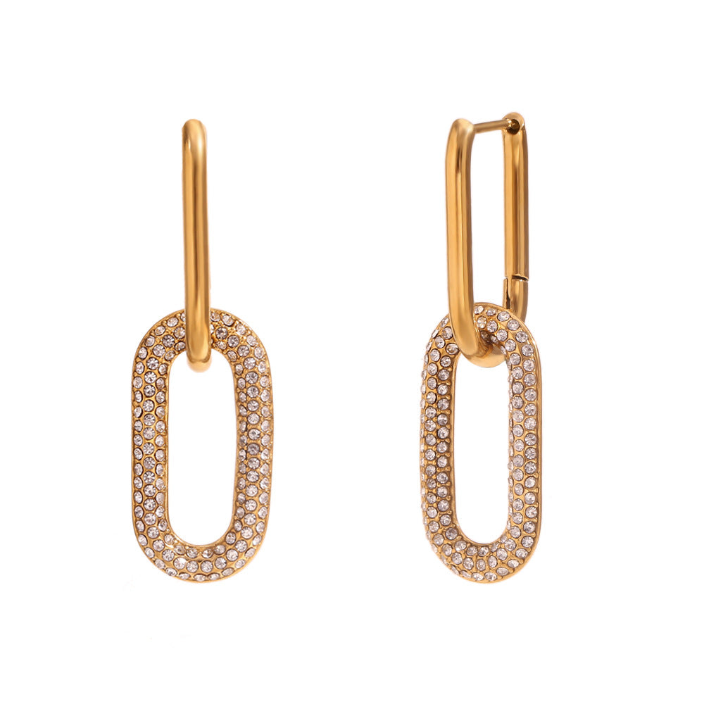 Boucles d'oreilles modernes géométriques Orbit – Acier inoxydable plaqué or 18 carats
