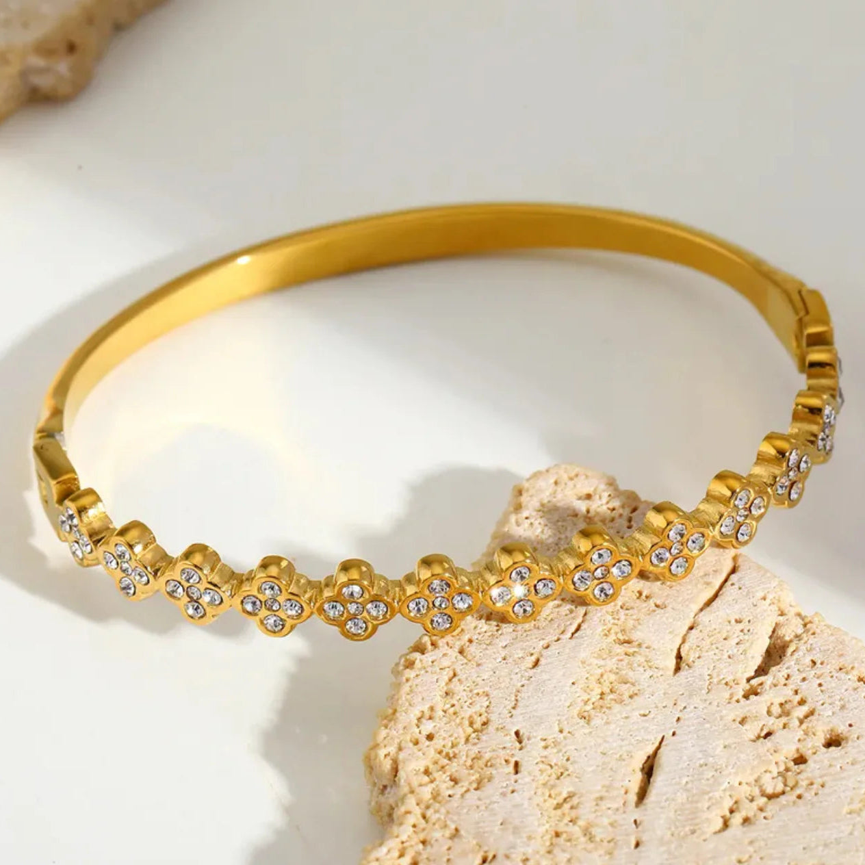 Allura Crystal Bangle - 18K Gold Plated Stainless Steel