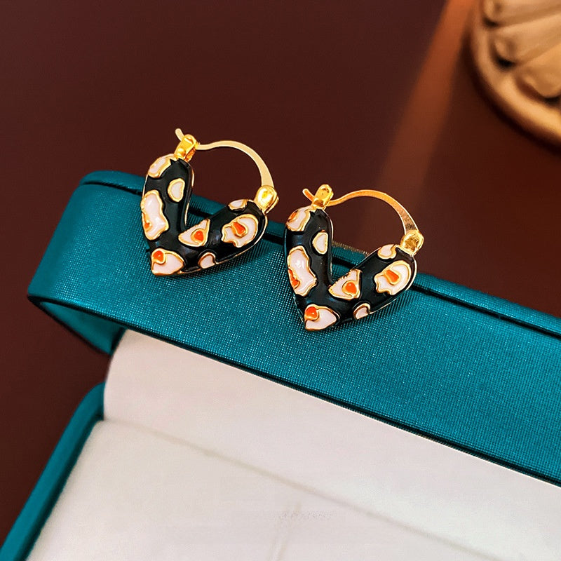 Black Dripping Heart Earrings