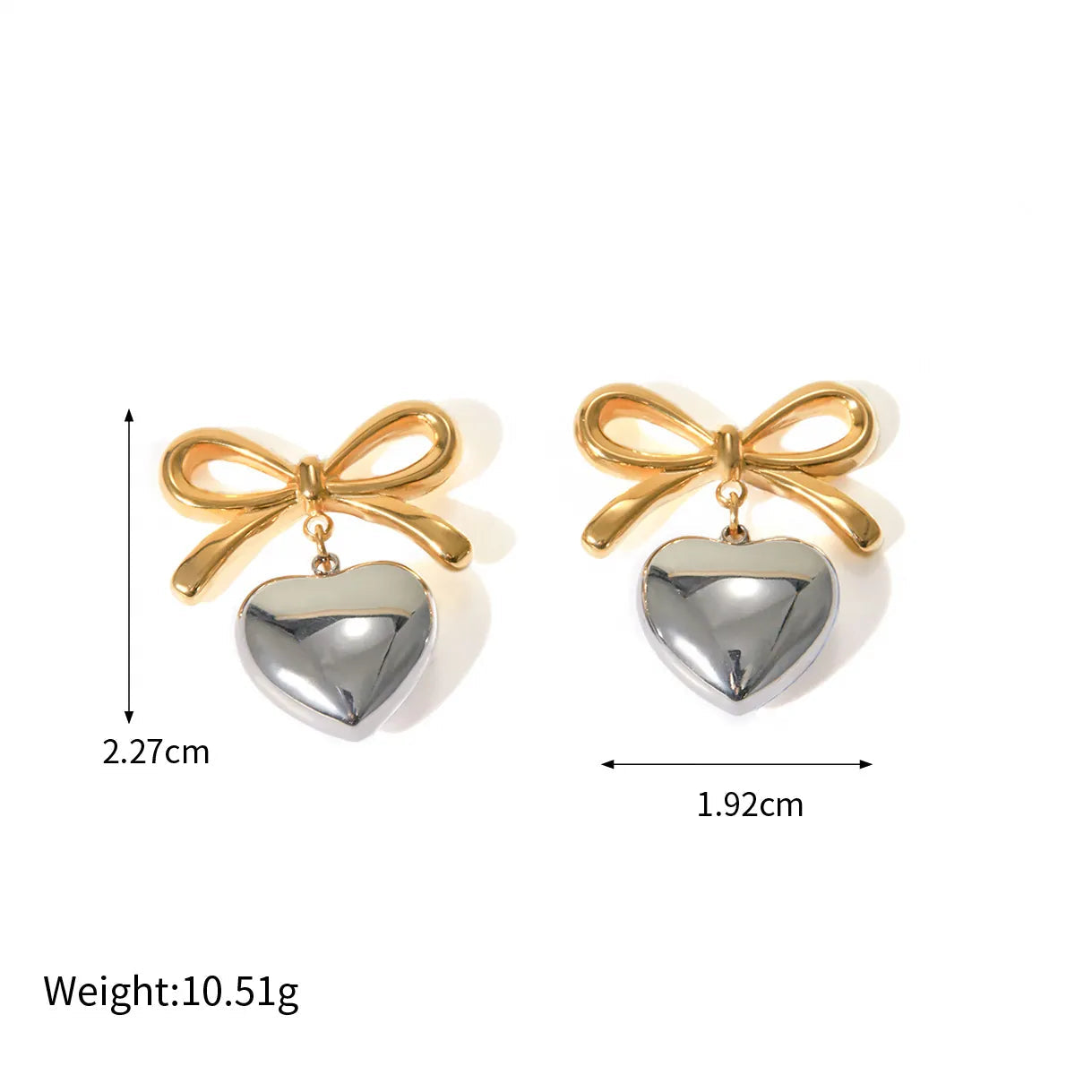 Bow Heart Earrings – Stainless Steel 18k Gold Plated Earrings