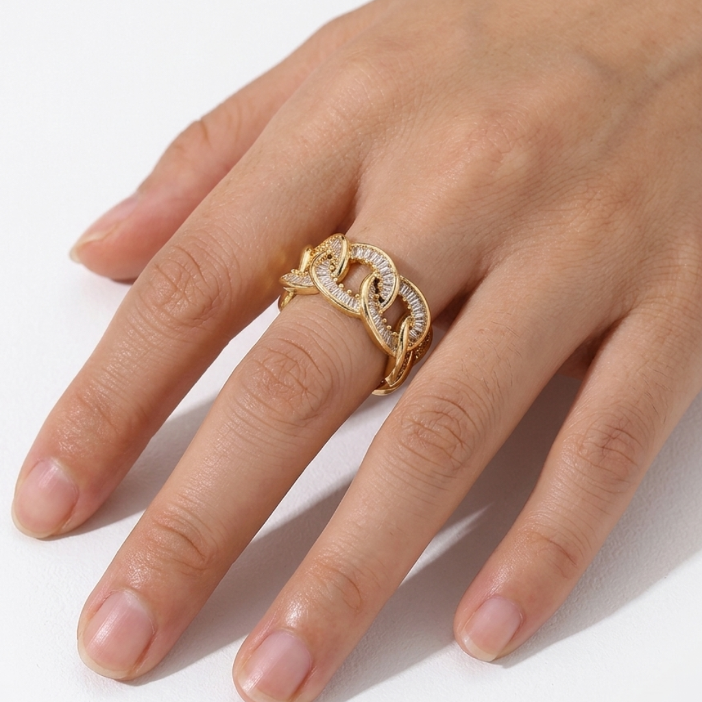 Infinity Luxe Knot Ring – 18K Gold Plated Zircon Statement Ring