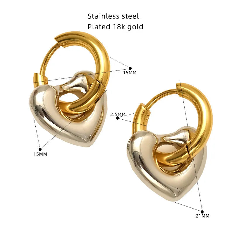 Heart Earrings – 18K Gold Plated Stainless Steel Hoops