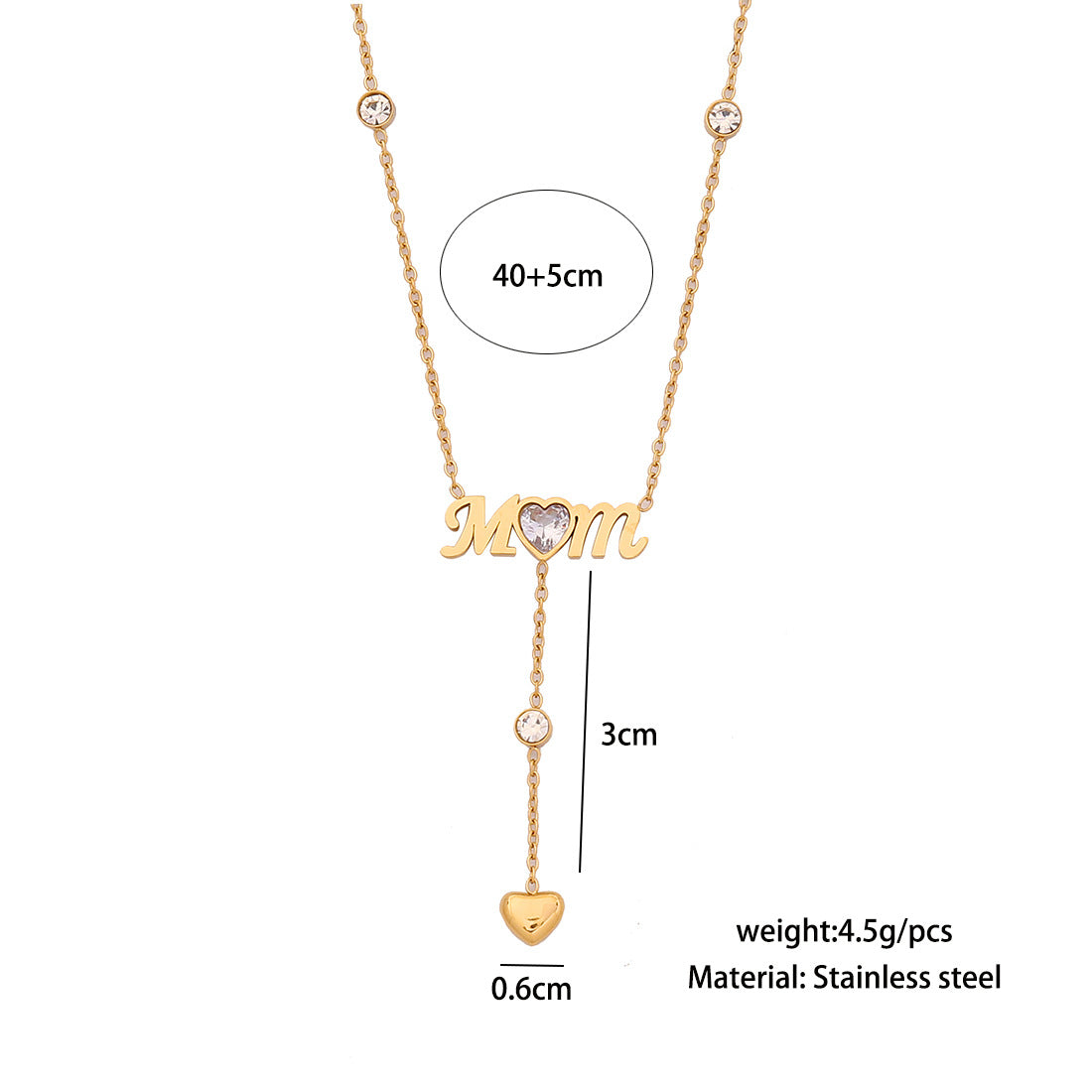 Single Layer Mom Heart Necklace – 18K Gold Plated Stainless Steel