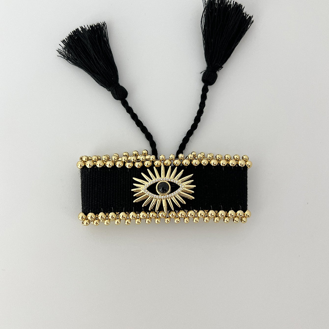 Evil Eye Adjustable Tassel Bracelet