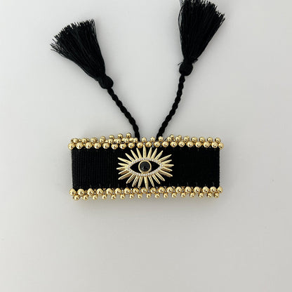 Evil Eye Adjustable Tassel Bracelet