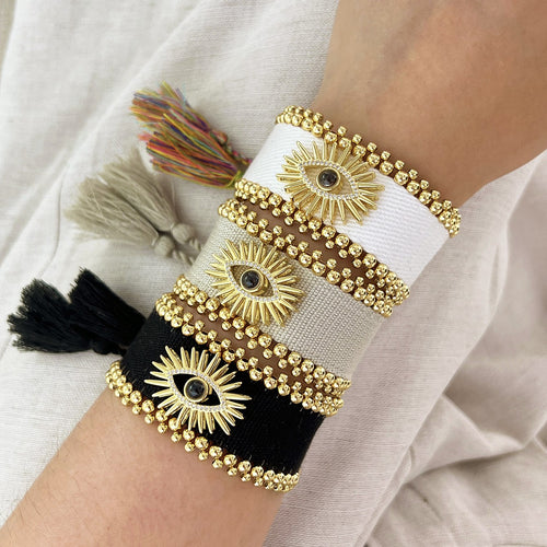 Evil Eye Adjustable Tassel Bracelet