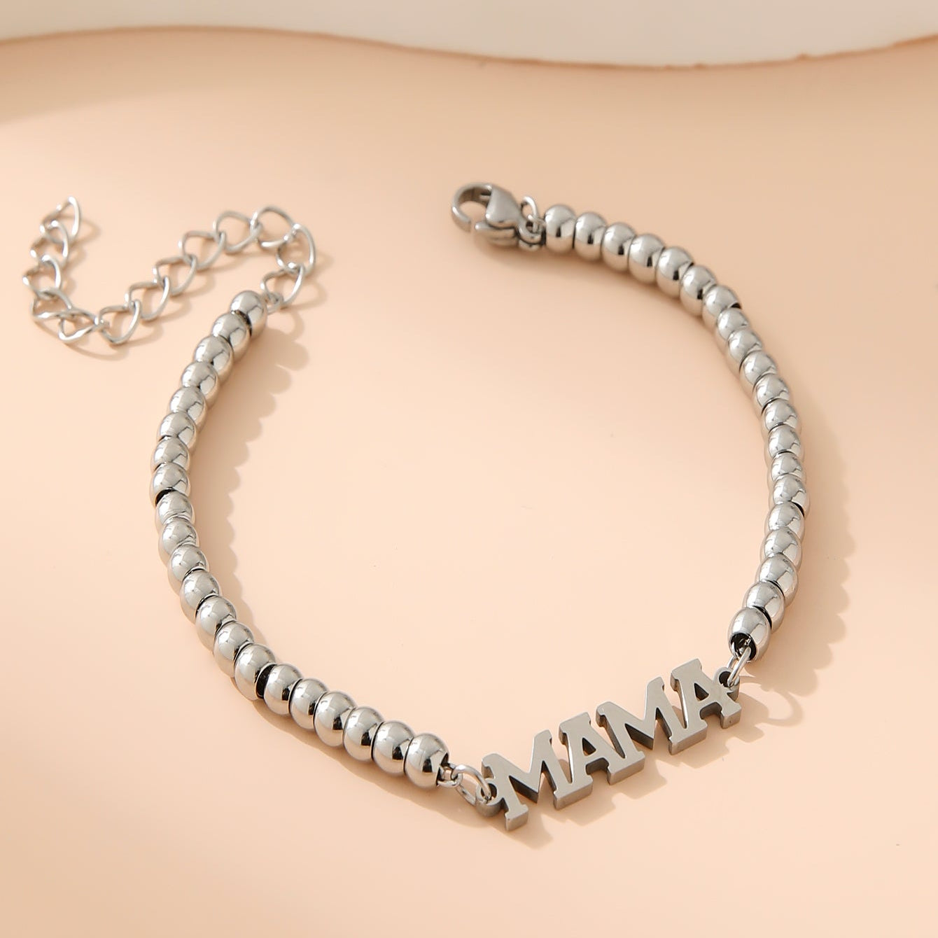 MAMA Beaded Bracelet – 18K Gold Plated Stainless Steel Letter Bracelet