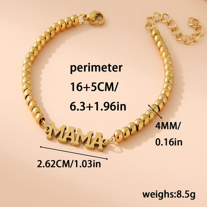 MAMA Beaded Bracelet – 18K Gold Plated Stainless Steel Letter Bracelet