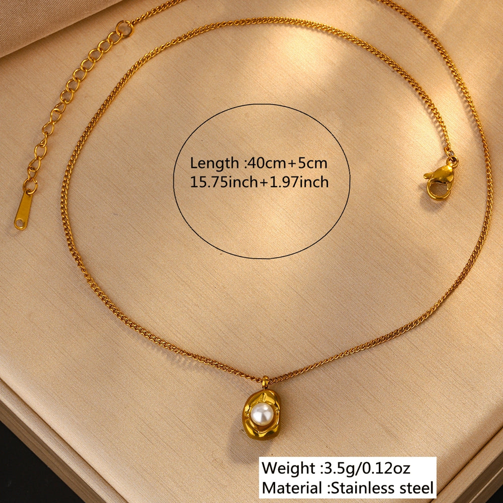 Golden Pea Pod Charm Set – 18K Gold Plated Stainless Steel Necklace & Earrings