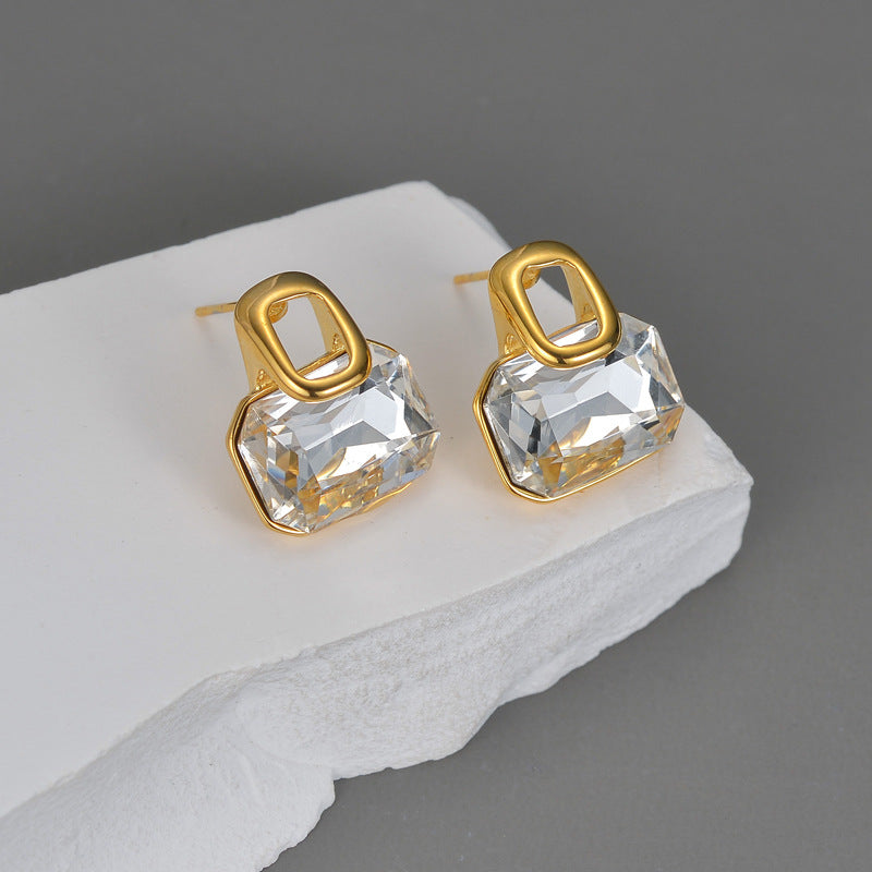 Golden Square Glow Set – 18K Gold Plated Stainless Steel Necklace & Earrings