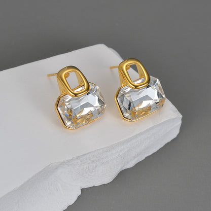 Golden Square Glow Set – 18K Gold Plated Stainless Steel Necklace & Earrings