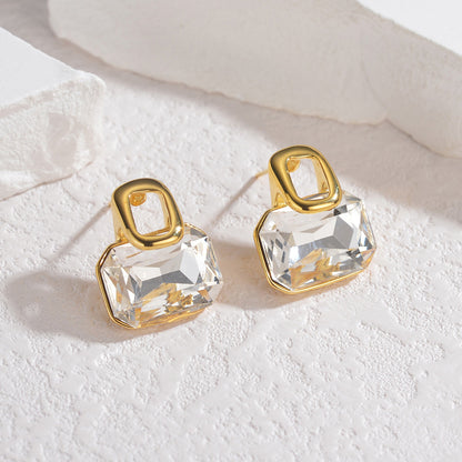 Golden Square Glow Set – 18K Gold Plated Stainless Steel Necklace & Earrings