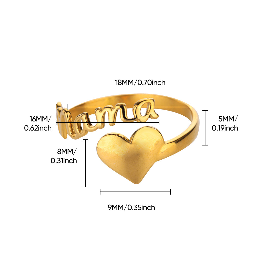 MAMA Adjustable Ring – 18K Gold Plated Waterproof Stainless Steel