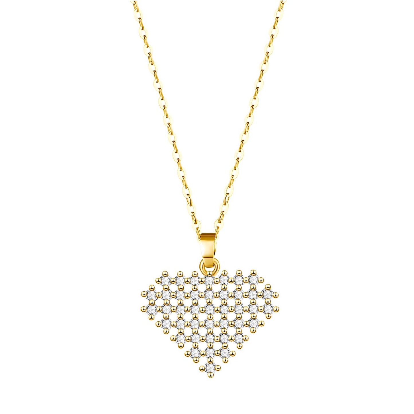 Eternal Spark Pavé Heart Necklace — 18K Gold-Plated Crystal Heart Pendant