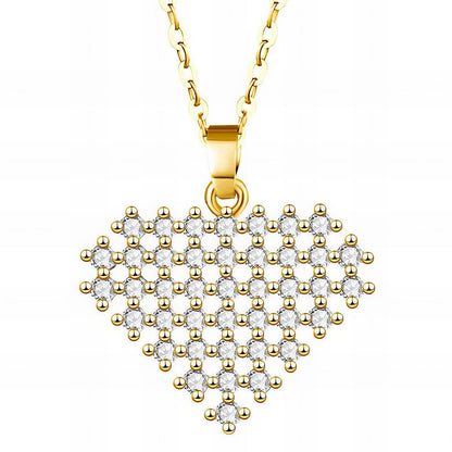 Eternal Spark Pavé Heart Necklace — 18K Gold-Plated Crystal Heart Pendant