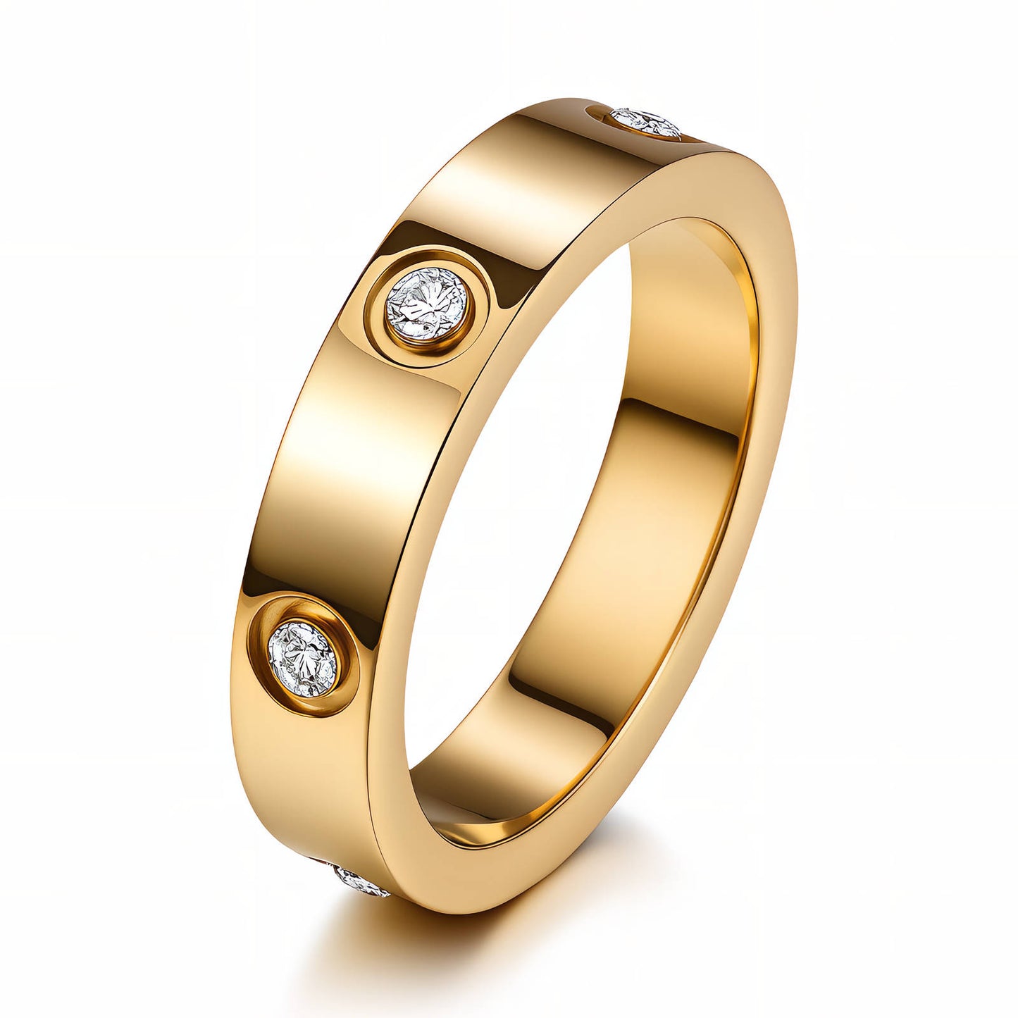 Lumière Studded Gold Band Ring — Minimal Diamond-Accent Design