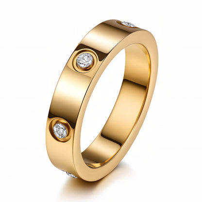 Lumière Studded Gold Band Ring — Minimal Diamond-Accent Design