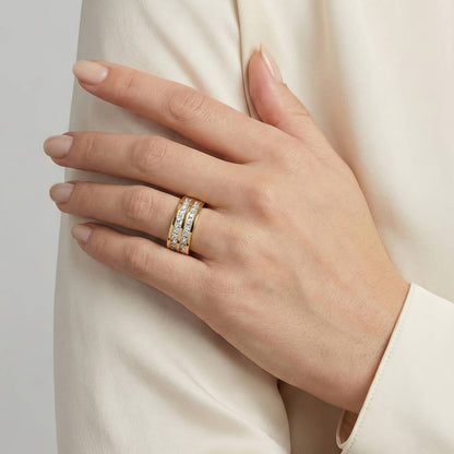 Bague bande or Triple éclat — Déclaration de luxe ornée de cristaux