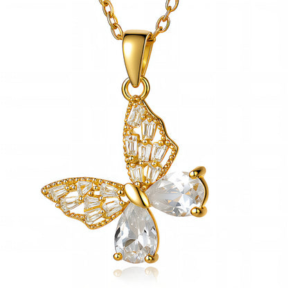 Collier pendentif papillon doré en cristal – Bijou élégant et étincelant
