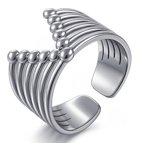 Bague Arc Luna V — Bague ouverte moderne en argent sculpté, réglable