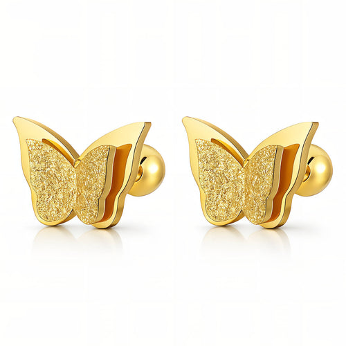 Boucles d'oreilles papillon « Golden Flutter » — Boucles d'oreilles audacieuses et étanches en plaqué or 18 carats