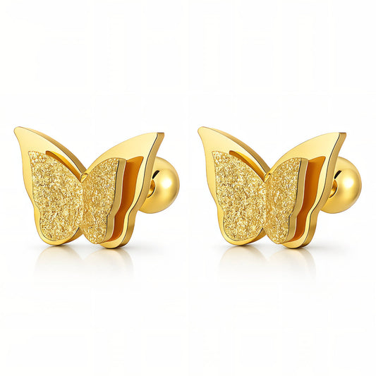 Boucles d'oreilles papillon « Golden Flutter » — Boucles d'oreilles audacieuses et étanches en plaqué or 18 carats