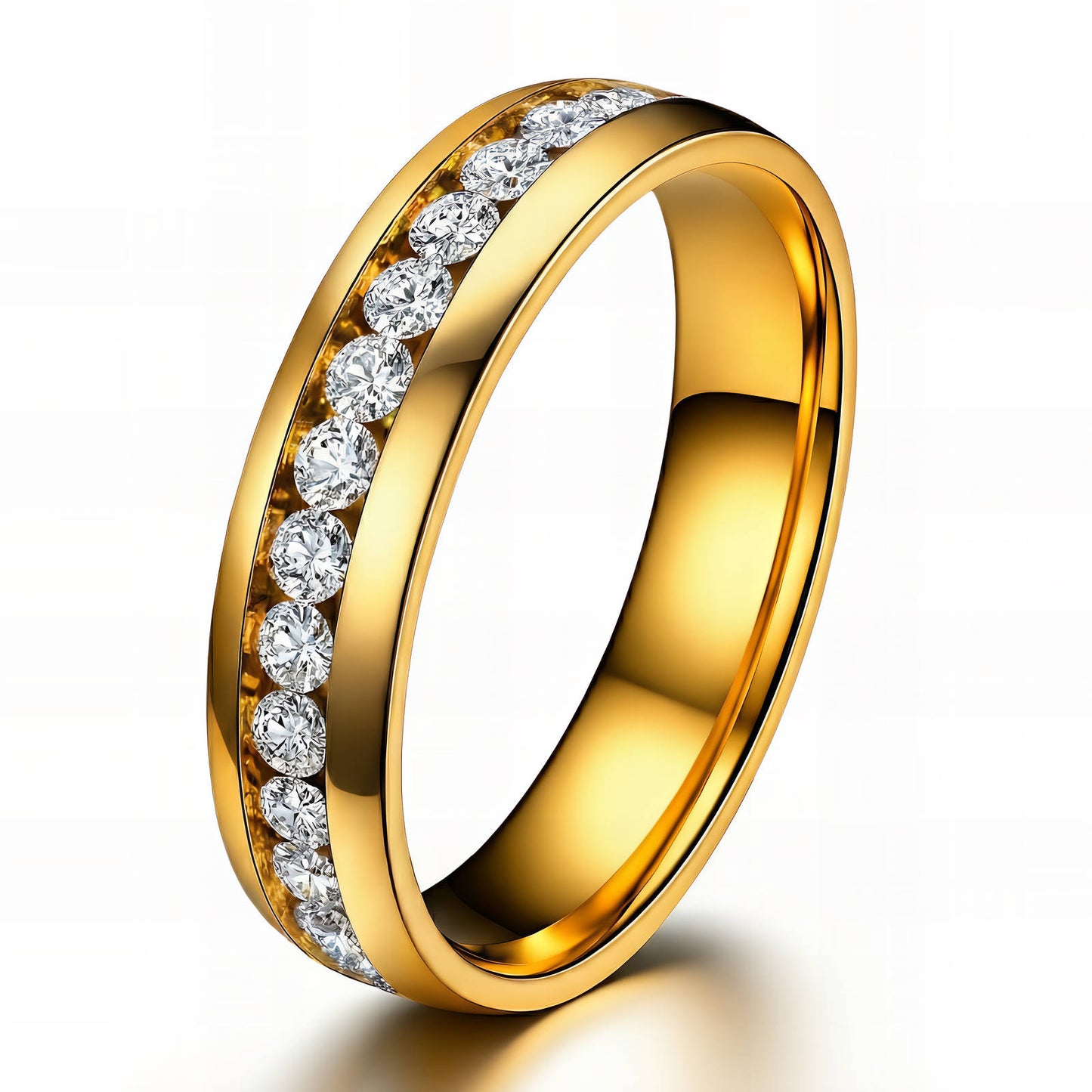Radiant Eternity Gold Band — Crystal-Set Minimal Luxe Ring