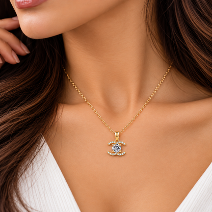 Double C Moissanite Pendant Necklace (925 sterling silver)