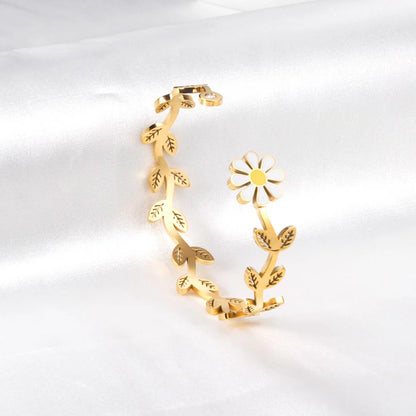 Bracelet jonc Marguerite en acier inoxydable