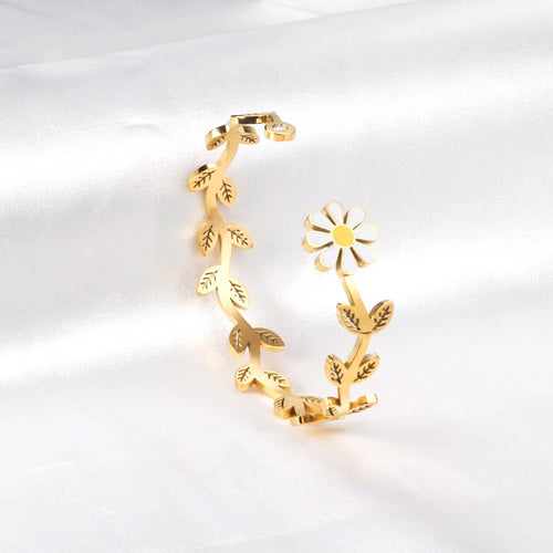 Bracelet jonc Marguerite en acier inoxydable