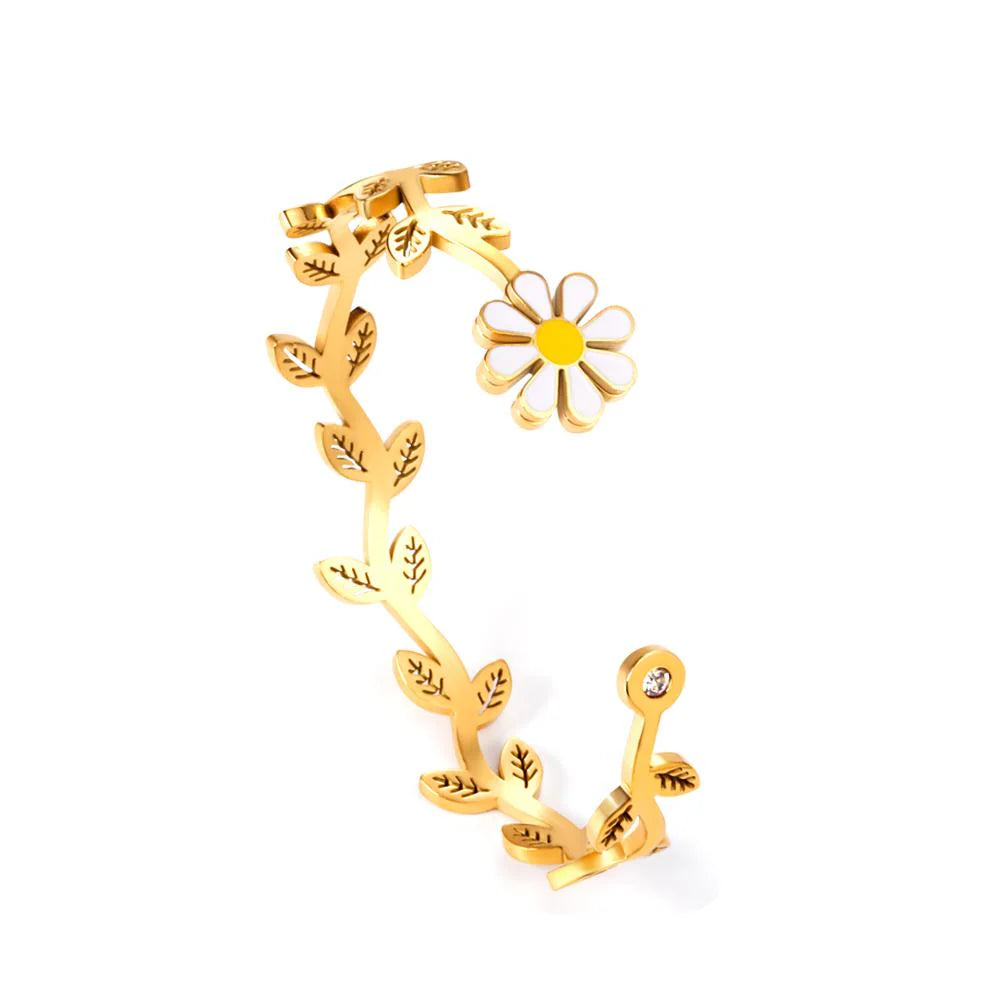 Bracelet jonc Marguerite en acier inoxydable