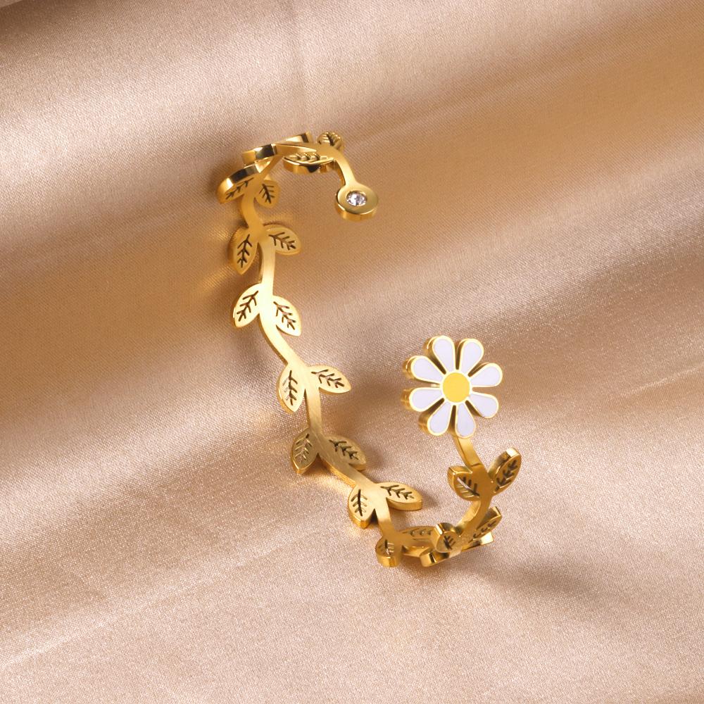 Bracelet jonc Marguerite en acier inoxydable