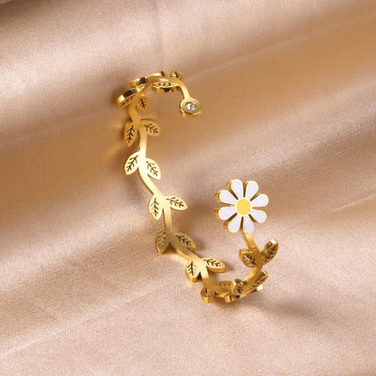Bracelet jonc Marguerite en acier inoxydable