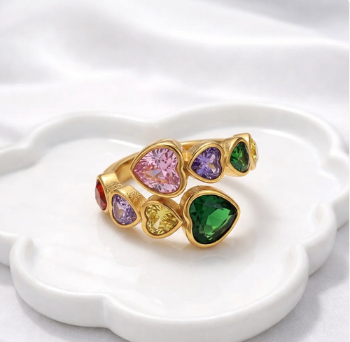 Heart Gem Ring – 18K Gold Plated Stainless Steel