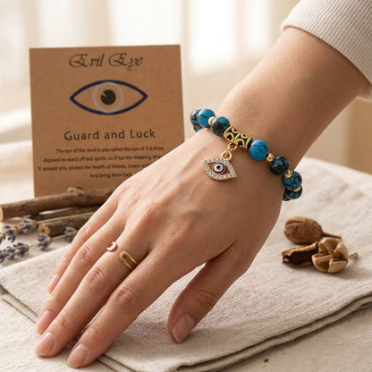 Natural Stone Evil Eye Beaded Bracelet
