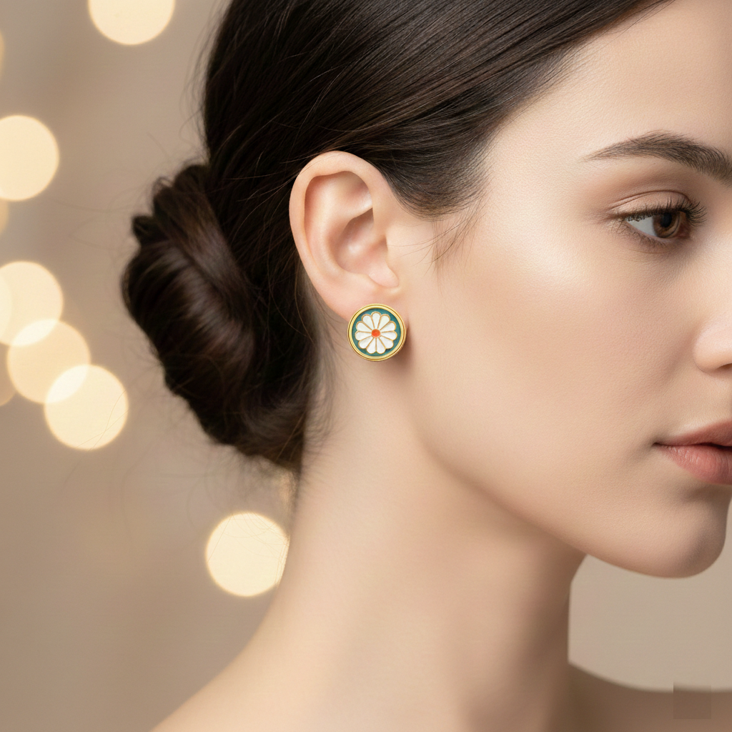 Daisy Flower Stud Earrings – 18K Gold Plated Stainless Steel