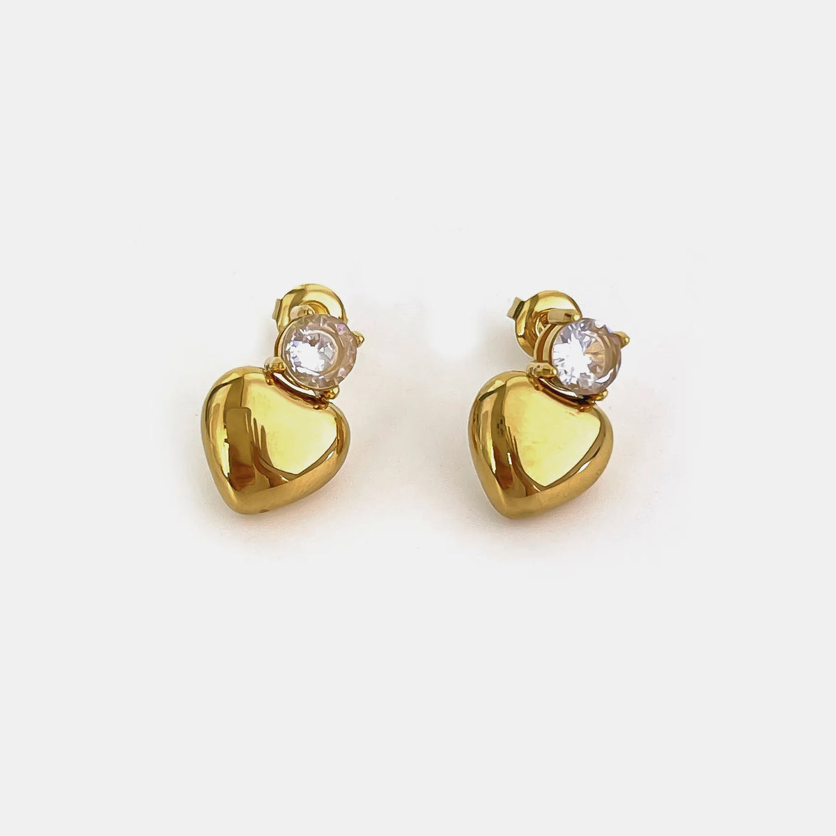Heart Stud Earrings - Gold