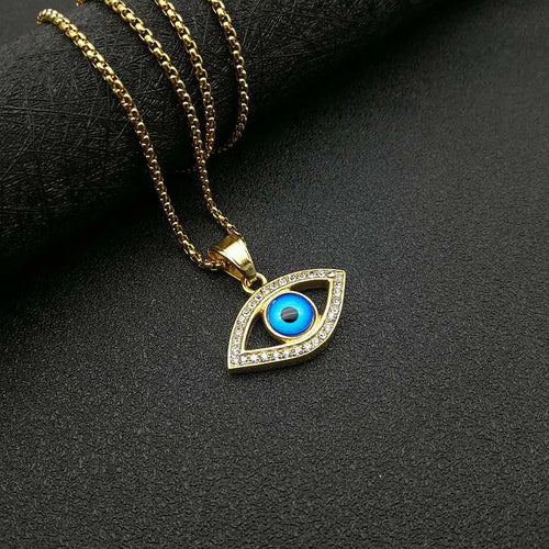 Blue Evil Eye Pendant Necklace - Gold Pendant Only