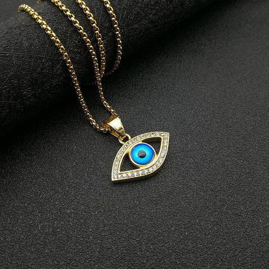 Blue Evil Eye Pendant Necklace - Gold Pendant Only
