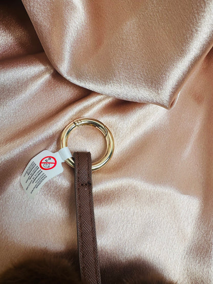 Brown Fluffy Heart Keychain | Soft Bag Charm Accessory