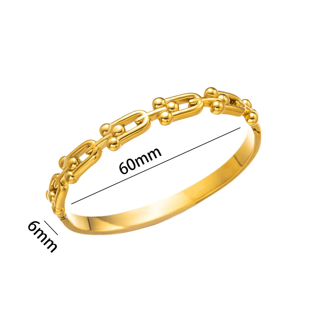 Link Bangle - 18K Gold Plated Stainless Steel
