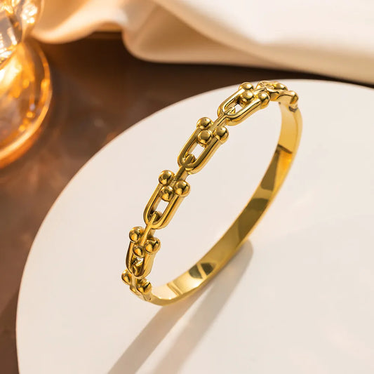 Link Bangle - 18K Gold Plated Stainless Steel
