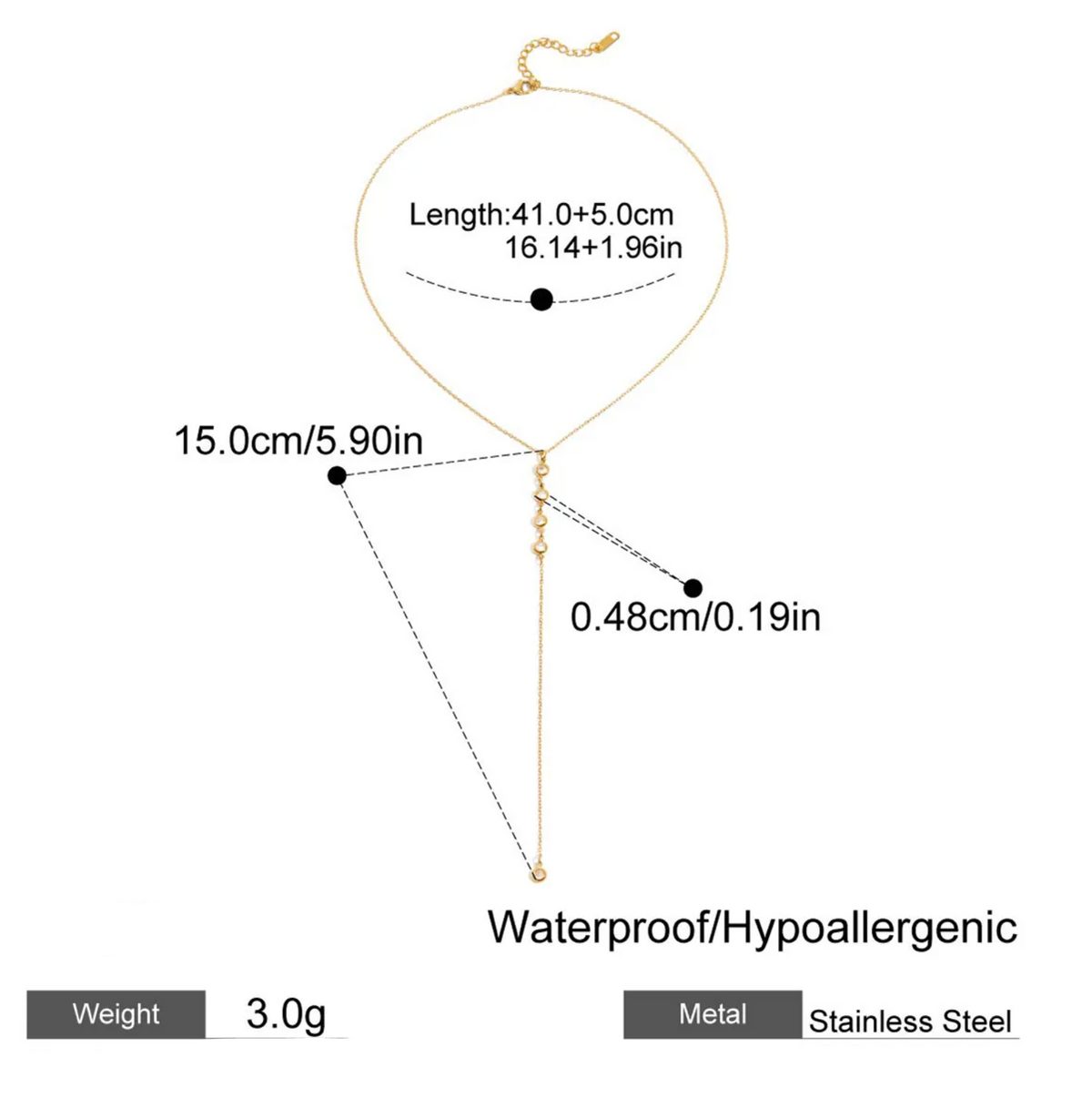 Four stone Y Shaped Necklace