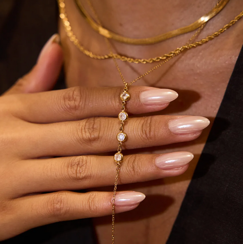 Four stone Y Shaped Necklace