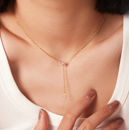 Three petal Lotus Y Shaped Necklace
