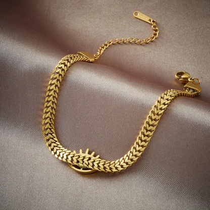 Gold Evil Eye Wheat Chain Bracelet
